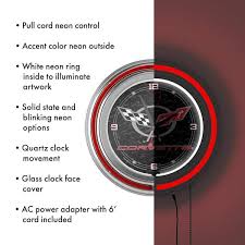 Black Corvette C5 Neon Wall Clock