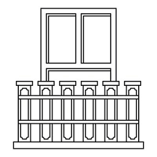 Balcony With Iron Railing Icon Outline