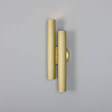 Reeded Brass Double Wall Light