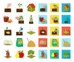 Farm And Agriculture Flat Icons In Set