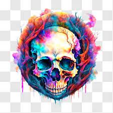 Playful Image Of A Colorful Skull Png