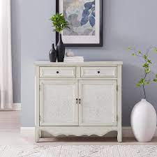 Paradise 41 In Cream Standard Rectangle Wood Console Table With 2 Drawers