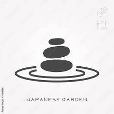 Silhouette Icon Japanese Garden Stock
