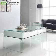 Curved Glass Coffee Table With White