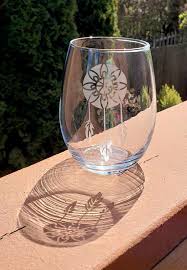 Etched Dream Catcher Wine Glass