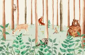 Watercolor Woodland Animals Wallpaper