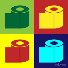 Pop Art Toilet Paper Roll Icon Isolated