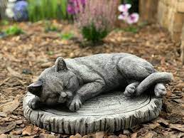 Cat Statue Sleeping Figurine Garden