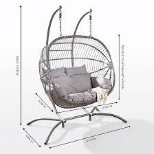 Double Hanging Egg Chair With Stand