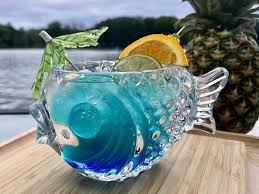 Tropical Tiki Fish Glass Craft Cocktail
