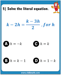 Literal Equations Chilimath