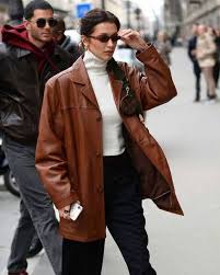 Bella Hadid Brown Oversized Leather