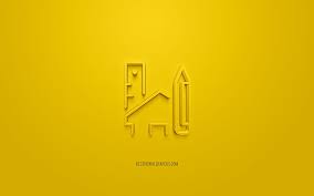 House Design 3d Icon Yellow Background
