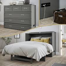 Afi Deerfield Murphy Bed Chest Full W Charger Grey