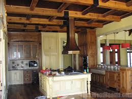 a coffered ceiling with beams