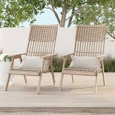 Teak Wicker Outdoor Lounge Chair Set