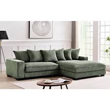 Payan 102 In Square Arm 2 Piece Polyester L Shaped Sectional Sofa In Dark Green With Chaise