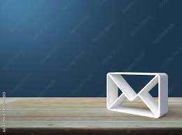 Mail 3d Icon On Wooden Table Over Light