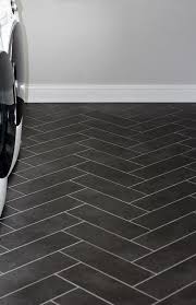 Black Herringbone Laundry Floor Tiles
