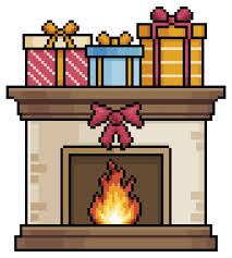 Premium Vector Pixel Art Fireplace
