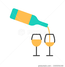 White Wine Bottle And Two Glasses Color