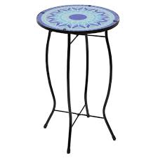 Blue Sun Mosaic Glass Patio Side Table