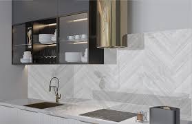 White Chevron Glass Splashback