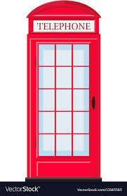 Red Telephone Booth With Glass Door