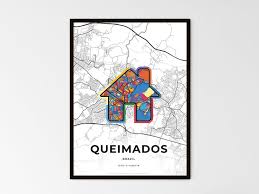 Queimados Brazil Minimal Art Map With