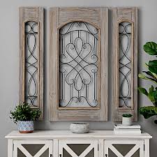 Scroll Panel Wood Metal Wall Decor Set