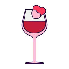 Retro Valentine Day Icon Wineglass With