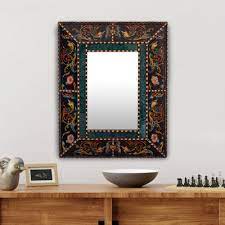 Reverse Painted Glass Wall Mirror With