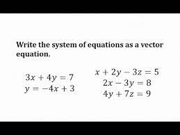 Equations As A Vector Equation