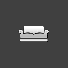 Couch Icon In Metallic Grey Color Style