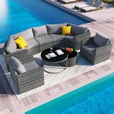 Half Moon Wicker Outdoor Sectional Set