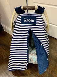 Baby Car Seat Cover Navy Stripe With