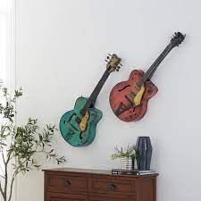 Metal Guitar 2 Assorted Wall Decor Multicolor