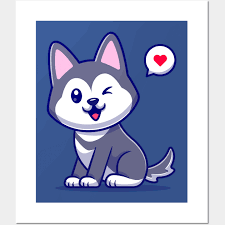 Cute Husky Dog Cartoon Vector Icon