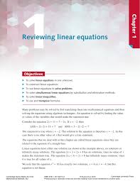 Chapter 1 Reviewing Linear Equations