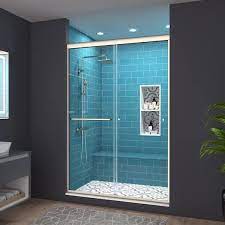 44 48 In W X 70 In H Sliding Framed Shower Door In Brushed Nickel With 1 4 In 6 Mm Clear Glass
