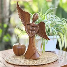 Hand Carved Abstract Wood Sculpture Of