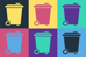 Pop Art Trash Can Icon Isolated On