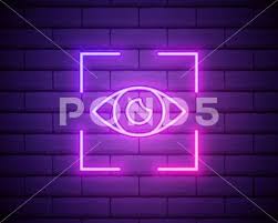 Glowing Neon Line Eye Scan Icon