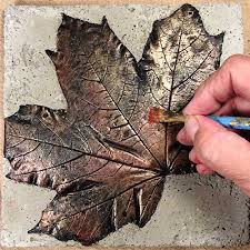 Metallic Concrete Leaf Trivet Made By