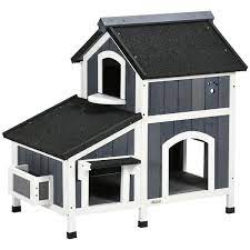 Pawhut Outdoor Cat House With Weather