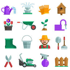 Gardening Icon Set Stock Vector