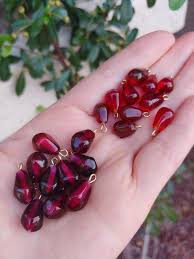 Glass Pomegranate Fruit Seed Charm One