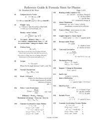 Formula Sheet For Physics