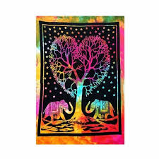Elephant With Tree Cotton Tapestry