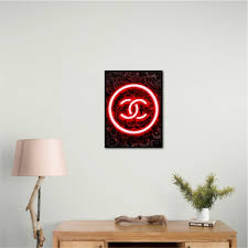 Chanel Logo Neon Style Wall Art
